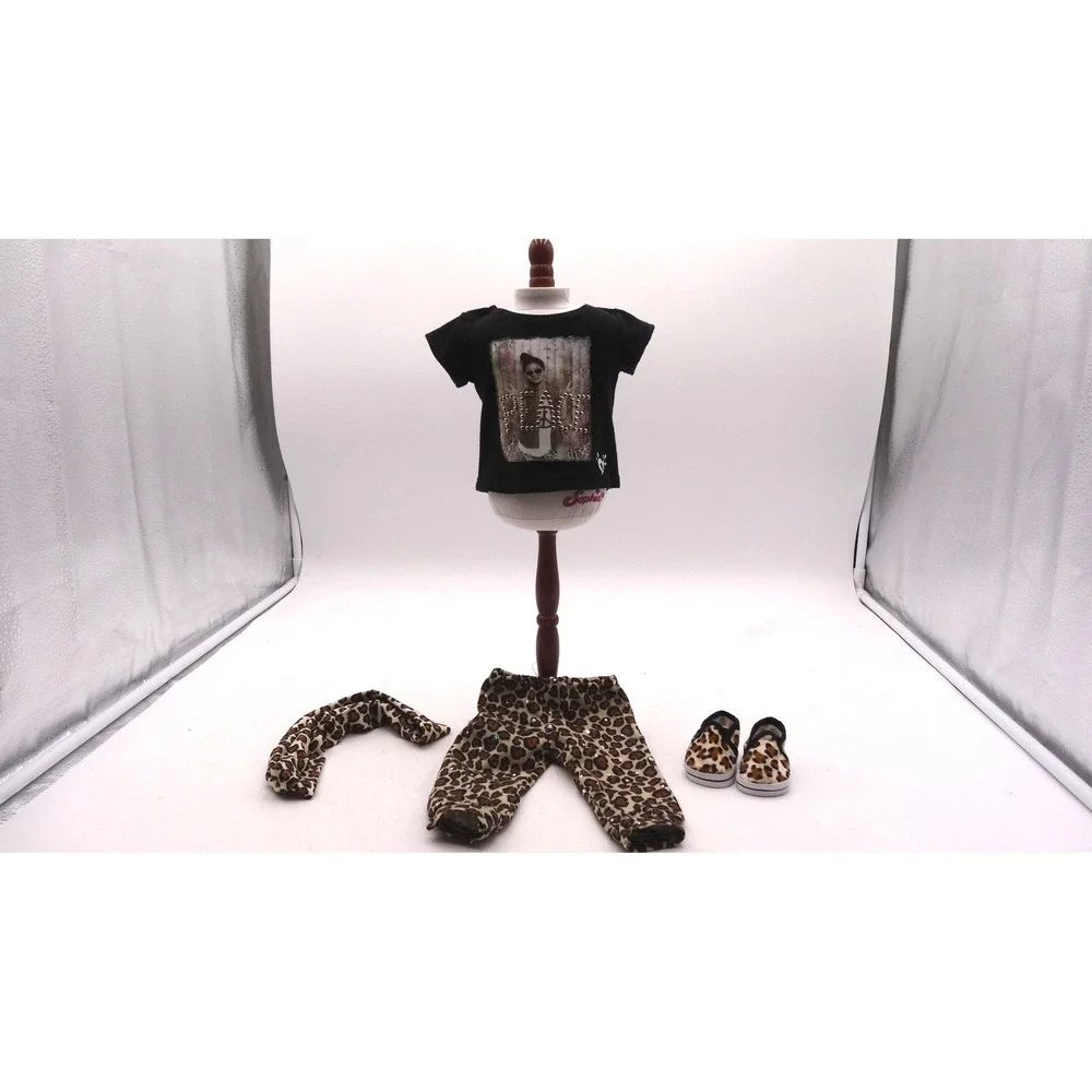 Justice Doll Outfit Clothes Leopard Print Peace Graphic T-Shirt Shoes Set 18